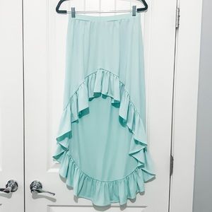 Express Mint Green High Low Ruffle Hem Skirt Women's small
